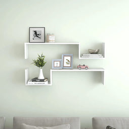 vidaXL - Wandschappen - 2 - st - 100x15x20 - cm - spaanplaat - hoogglans - wit