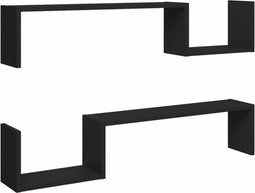 vidaXL - Wandschappen - 2 - st - 100x15x20 - cm - spaanplaat - zwart