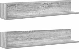 vidaXL - Wandschappen - 2 - st - 100x16,5x16,5 - cm - bewerkt - hout - grijs - sonoma