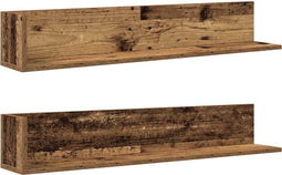 vidaXL - Wandschappen - 2 - st - 100x16,5x16,5 - cm - bewerkt - hout - oud - houtkleurig