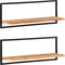 vidaXL - Wandschappen - 2 - st - 100x24x35 - cm - massief - acaciahout - en - staal