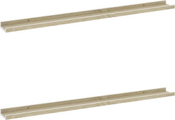 vidaXL - Wandschappen - 2 - st - 100x9x3 - cm - wit - en - sonoma - eikenkleurig