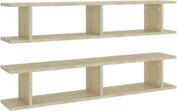 vidaXL - Wandschappen - 2 - st - 105x18x20 - cm - bewerkt - hout - sonoma - eikenkleurig