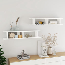 vidaXL - Wandschappen - 2 - st - 105x18x20 - cm - spaanplaat - wit