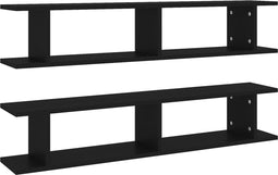 vidaXL - Wandschappen - 2 - st - 105x18x20 - cm - spaanplaat - zwart