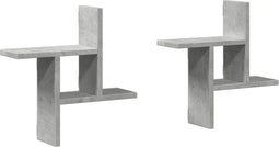 vidaXL - Wandschappen - 2 - st - 38x12x38 - cm - bewerkt - hout - betongrijs