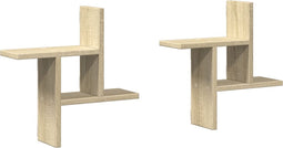 vidaXL - Wandschappen - 2 - st - 38x12x38 - cm - bewerkt - hout - sonoma - eikenkleurig