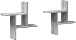 vidaXL - Wandschappen - 2 - st - 38x12x38 - cm - bewerkt - hout - grijs - sonoma - eiken