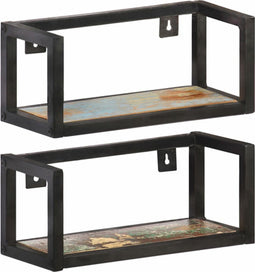 vidaXL - Wandschappen - 2 - st - 40 - cm - massief - gerecycled - hout