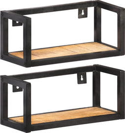 vidaXL - Wandschappen - 2 - st - 40 - cm - ruw - mangohout