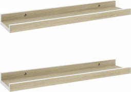vidaXL - Wandschappen - 2 - st - 40x9x3 - cm - wit - sonoma - eikenkleurig