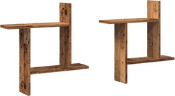 vidaXL - Wandschappen - 2 - st - 50x12x50 - cm - bewerkt - hout - oud - houtkleurig