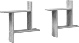 vidaXL - Wandschappen - 2 - st - 50x12x50 - cm - bewerkt - hout - grijs - sonoma - eiken