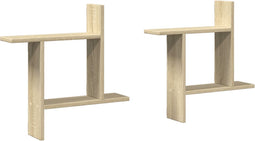 vidaXL - Wandschappen - 2 - st - 50x12x50 - cm - bewerkt - hout - sonoma - eikenkleurig
