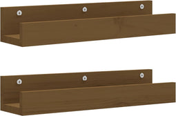 vidaXL - Wandschappen - 2 - st - 50x12x9 - cm - massief - grenenhout - honingbruin