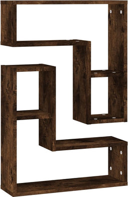 vidaXL - Wandschappen - 2 - st - 50x15x50 - cm - bewerkt - hout - gerookt - eikenkleurig