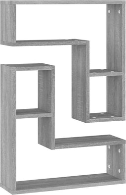 vidaXL - Wandschappen - 2 - st - 50x15x50 - cm - bewerkt - hout - grijs - sonoma - eiken