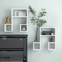 vidaXL - Wandschappen - 2 - st - 50x15x50 - cm - spaanplaat - hoogglans - wit