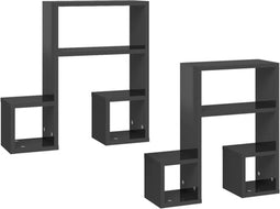 vidaXL - Wandschappen - 2 - st - 50x15x50 - cm - spaanplaat - hoogglans - grijs