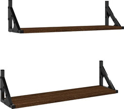 vidaXL - Wandschappen - 2 - st - 60x15x15,5 - cm - bruin - eikenkleur