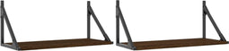 vidaXL - Wandschappen - 2 - st - 60x25x25,5 - cm - bewerkt - hout - bruin - eikenkleur