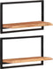 vidaXL - Wandschappen - 2 - st - 60x25x35 - cm - massief - acaciahout - en - staal