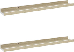 vidaXL - Wandschappen - 2 - st - 60x9x3 - cm - wit - en - sonoma - eikenkleurig