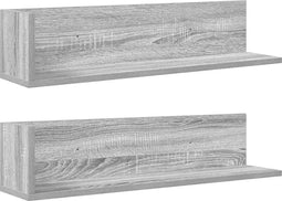 vidaXL - Wandschappen - 2 - st - 75x16,5x16,5 - cm - bewerkt - hout - grijs - sonoma