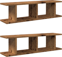 vidaXL - Wandschappen - 2 - st - 75x18x20 - cm - bewerkt - hout - oud - houtkleurig