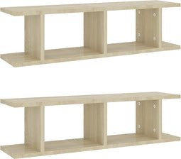 vidaXL - Wandschappen - 2 - st - 75x18x20 - cm - bewerkt - hout - sonoma - eikenkleurig