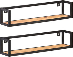 vidaXL - Wandschappen - 2 - st - 80 - cm - massief - acaciahout