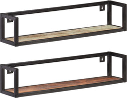 vidaXL - Wandschappen - 2 - st - 80 - cm - massief - gerecycled - hout
