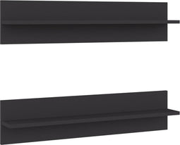 vidaXL - Wandschappen - 2 - st - 80x11,5x18 - cm - bewerkt - hout - grijs