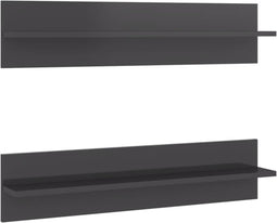 vidaXL - Wandschappen - 2 - st - 80x11,5x18 - cm - spaanplaat - hoogglans - grijs