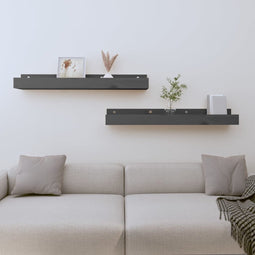vidaXL - Wandschappen - 2 - st - 80x12x9 - cm - massief - grenenhout - grijs