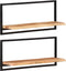 vidaXL - Wandschappen - 2 - st - 80x25x35 - cm - massief - acaciahout - en - staal
