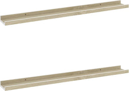 vidaXL - Wandschappen - 2 - st - 80x9x3 - cm - wit - en - sonoma - eikenkleurig