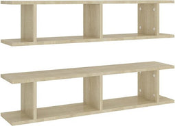 vidaXL - Wandschappen - 2 - st - 90x18x20 - cm - bewerkt - hout - sonoma - eikenkleurig