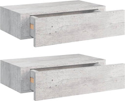 vidaXL - Wandschappen - 2 - st - met - lade - 40x23,5x10 - cm - MDF - betongrijs