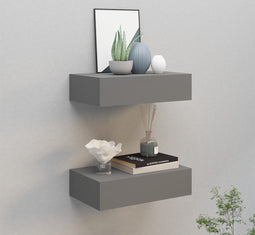 vidaXL - Wandschappen - 2 - st - met - lade - 40x23,5x10 - cm - MDF - grijs