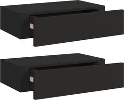 vidaXL - Wandschappen - 2 - st - met - lade - 40x23,5x10 - cm - MDF - zwart