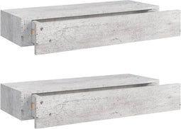 vidaXL - Wandschappen - 2 - st - met - lade - 60x23,5x10 - cm - MDF - betongrijs