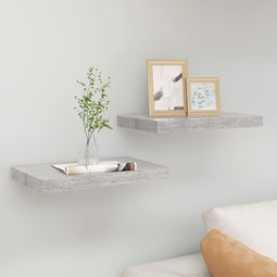 vidaXL - Wandschappen - 2 - st - zwevend - 40x23x3,8 - cm - MDF - betongrijs