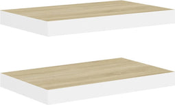 vidaXL - Wandschappen - 2 - st - zwevend - 40x23x3,8 - cm - MDF - eikenkleurig - en - wit