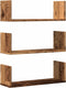 vidaXL - Wandschappen - 3 - st - 58x18x18 - cm - bewerkt - hout - oud - houtkleurig
