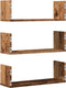 vidaXL - Wandschappen - 3 - st - 58x18x18 - cm - bewerkt - hout - oud - houtkleurig