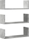 vidaXL - Wandschappen - 3 - st - 58x18x18 - cm - bewerkt - hout - betongrijs