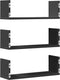 vidaXL - Wandschappen - 3 - st - 58x18x18 - cm - bewerkt - hout - zwart