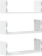 vidaXL - Wandschappen - 3 - st - 58x18x18 - cm - bewerkt - hout - wit