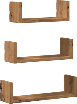 vidaXL - Wandschappen - 3 - st - bewerkt - hout - artisanaal - eiken